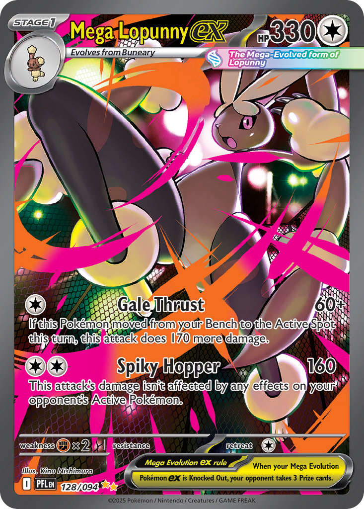 Mega Lopunny ex 128/094 Phantasmal Flames Pokemon Holo NM
