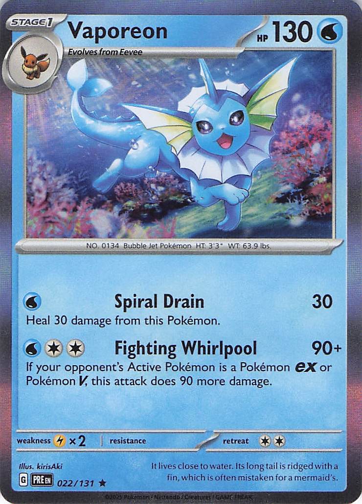 Pokemon TCG - Vaporeon 022/131 Holo Prismatic Evolutions NM
