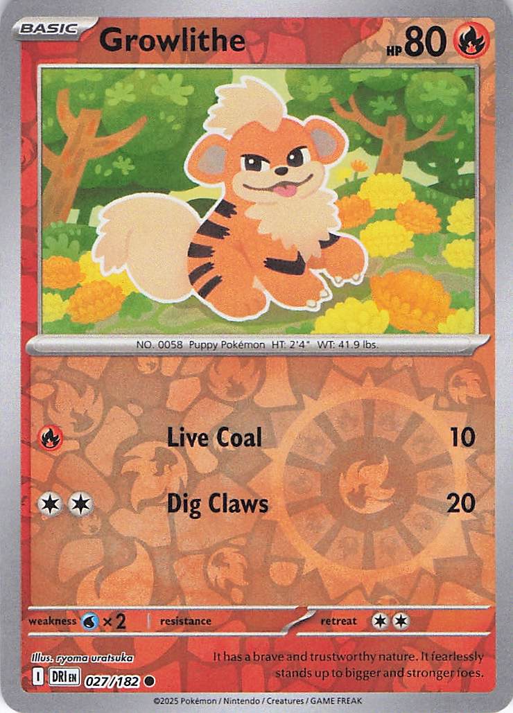Pokemon TCG - Growlithe 027/182 Destined Rivals Reverse Holo NM