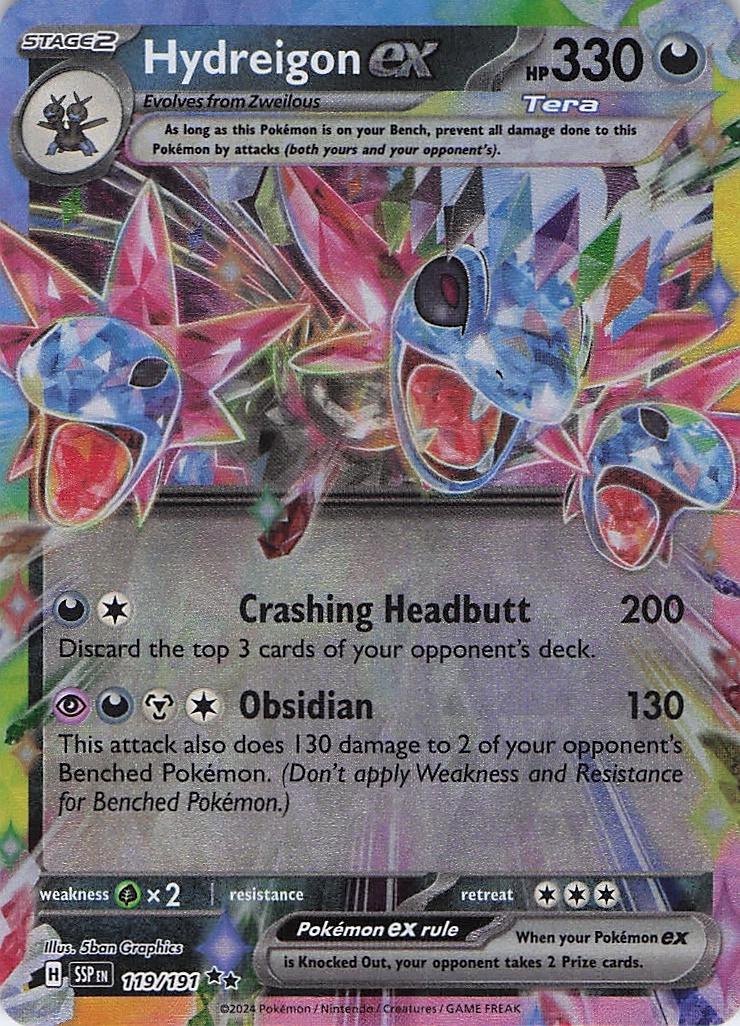 Hydreigon ex 119/191 Double Rare Surging Sparks Pokemon Near Mint