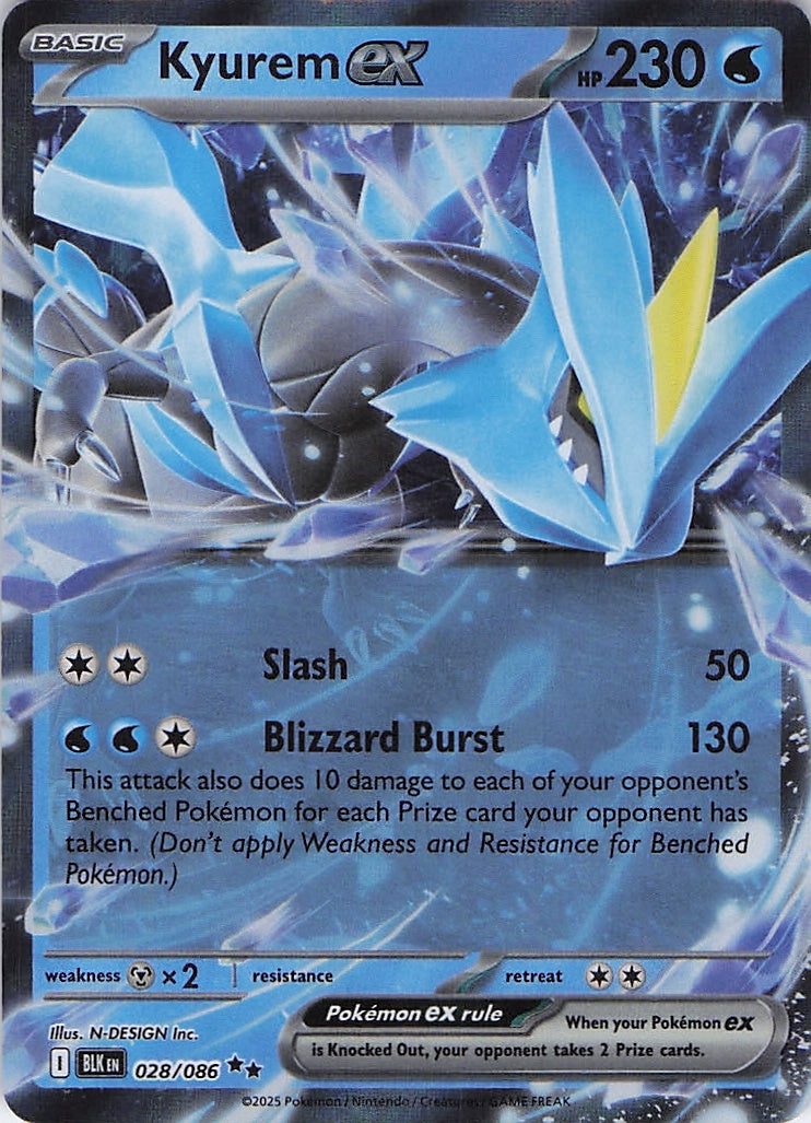 Kyurem ex 028/086 Double Rare Black Bolt Pokemon Near Mint