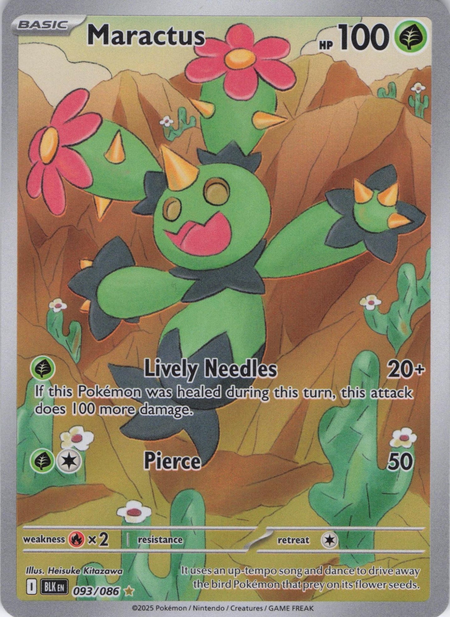 Maractus 093/086 Illustration Rare Black Bolt Pokemon Near Mint