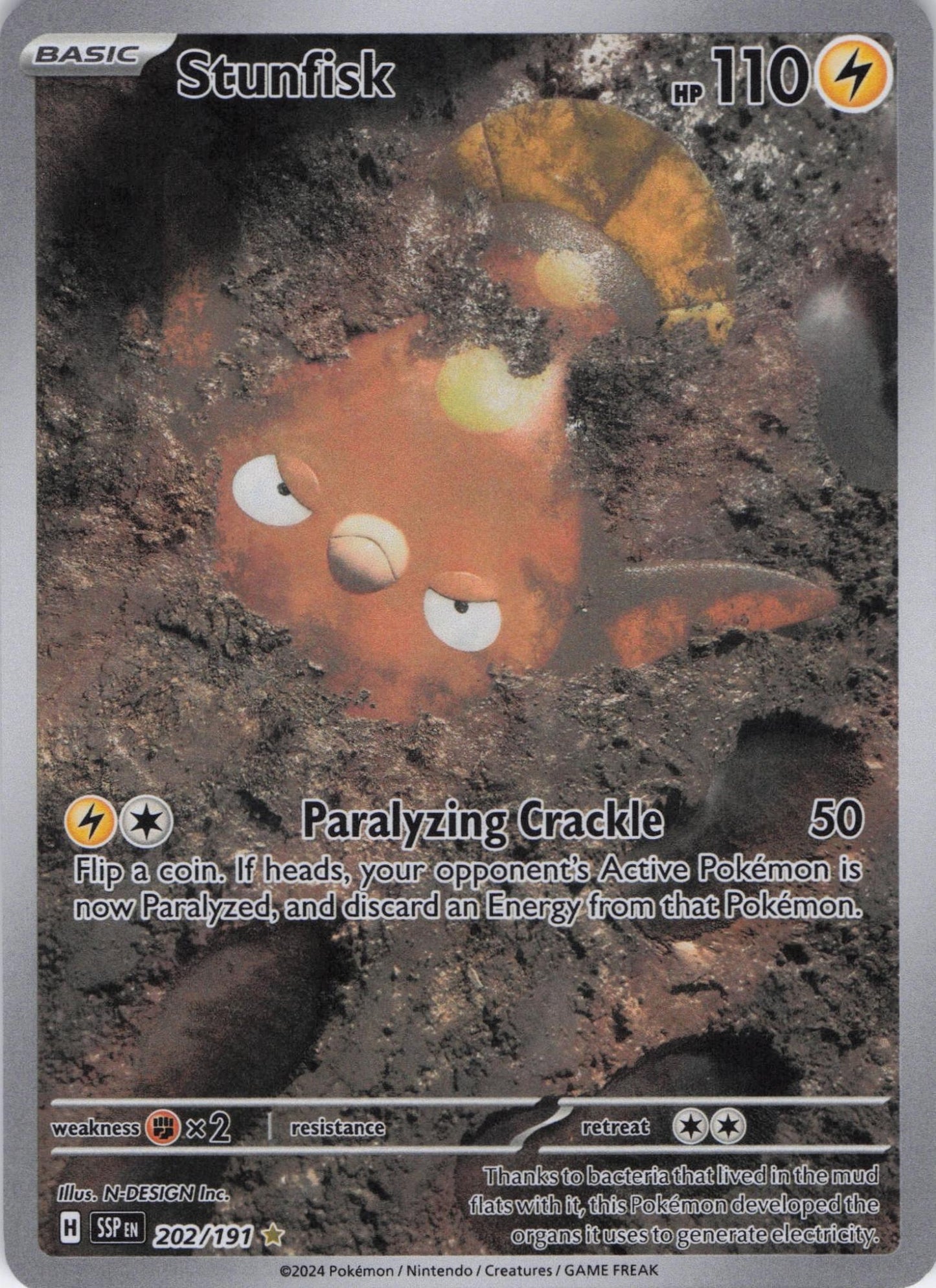 Stunfisk 202/191 Illustration Rare Surging Sparks Pokemon Near Mint