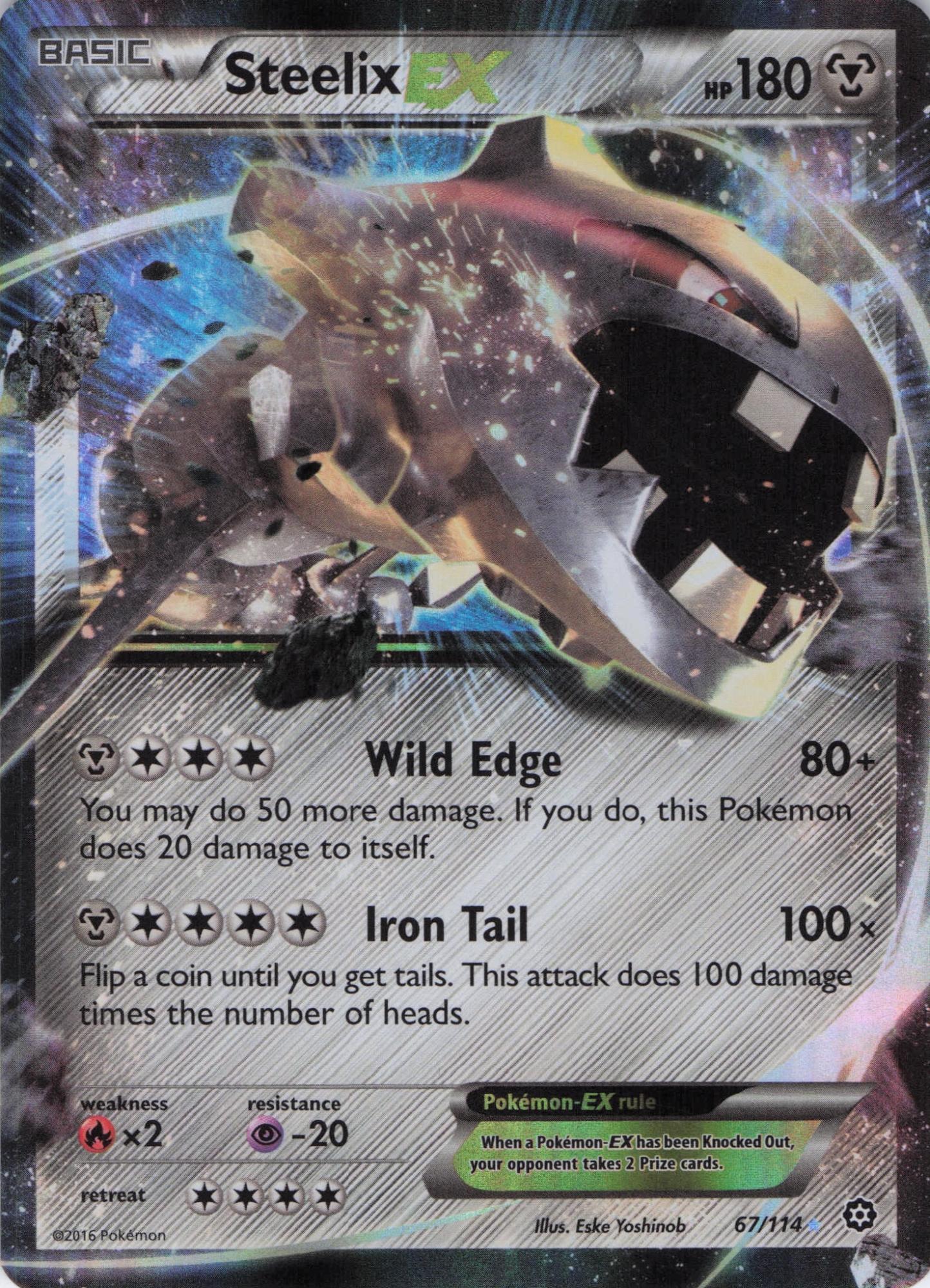 Steelix EX 67/114 Holo Rare EX Steam Siege Pokemon Near Mint
