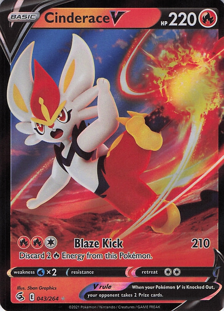 Cinderace V 043/264 Holo V Rare Fusion Strike Pokemon Near Mint