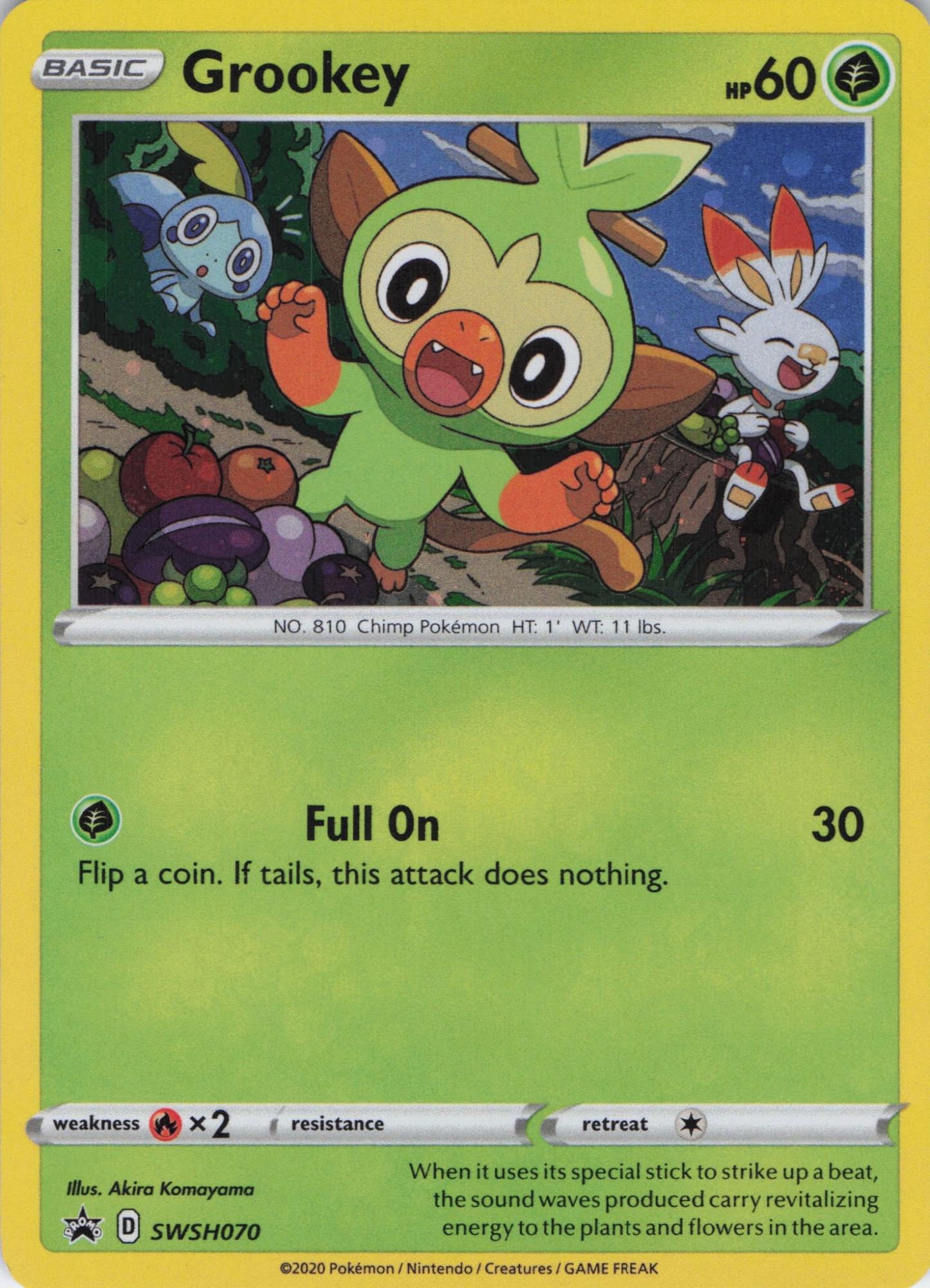 Grookey SWSH070 Promo SWSH Black Star Pokemon Near Mint
