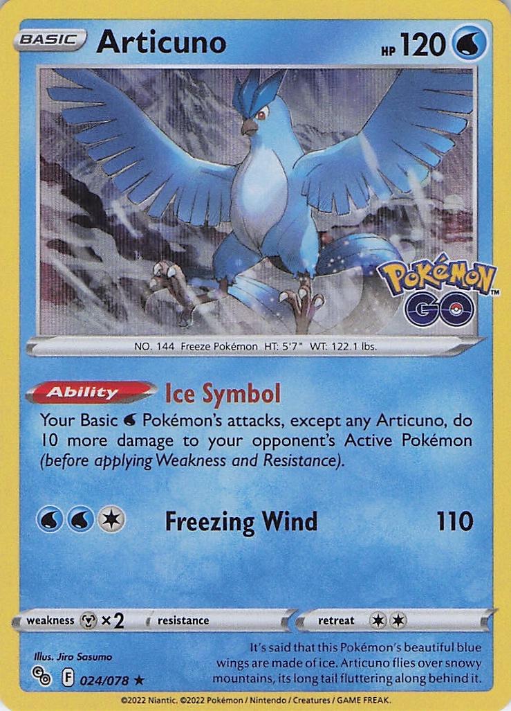 Articuno 024/078 Holo Rare Pokemon GO Pokemon Near Mint