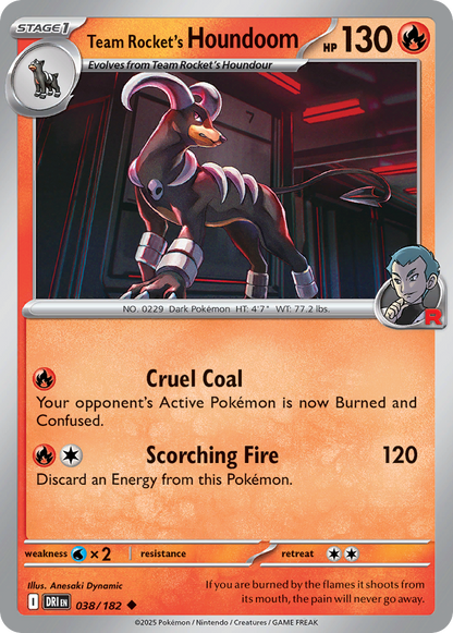 Pokemon TCG - Team Rocket's Houndoom 038/182 Destined Rivals NM