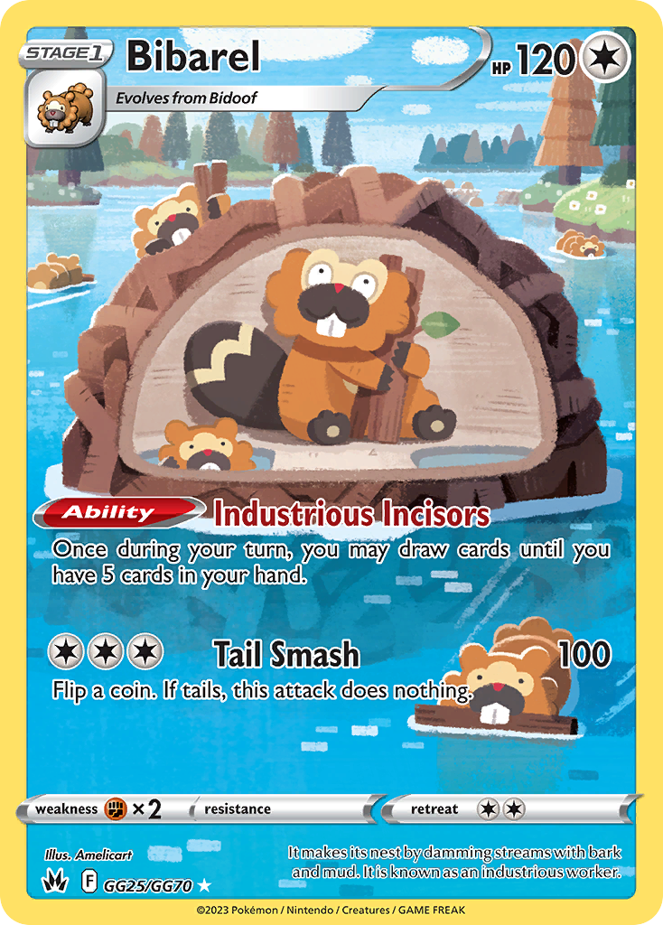 Bibarel GG25/GG70 Holo Crown Zenith Galarian Gallery Pokemon Holo NM