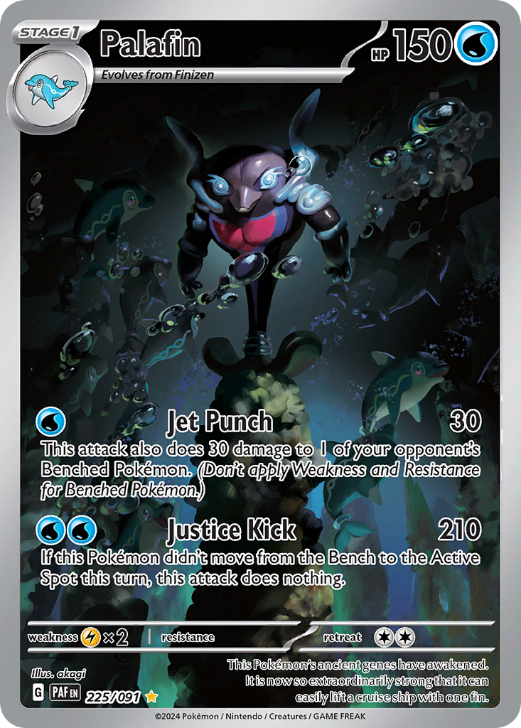 Palafin 225/091 Illustration Rare Paldean Fates Pokemon Holo NM