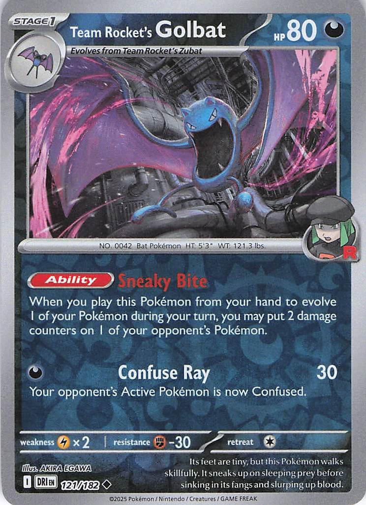 Pokemon TCG - Team Rocket's Golbat 121/182 Destined Rivals Reverse Holo NM