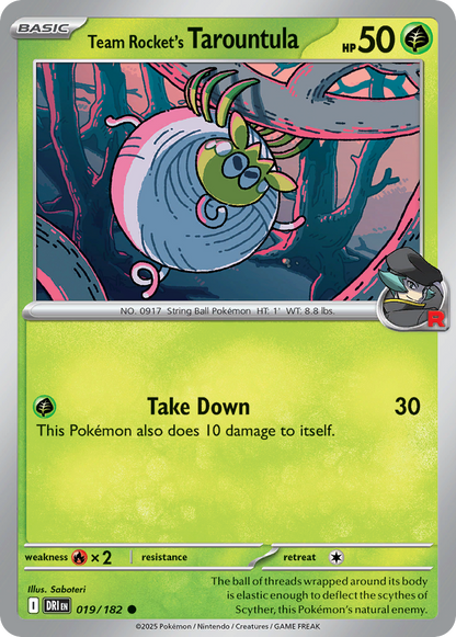 Pokemon TCG - Team Rocket's Tarountula 019/182 Destined Rivals NM