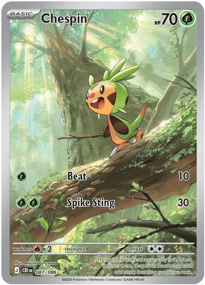 Chespin 087/086 Holo Illustration Rare Chaos Rising Pokemon NM