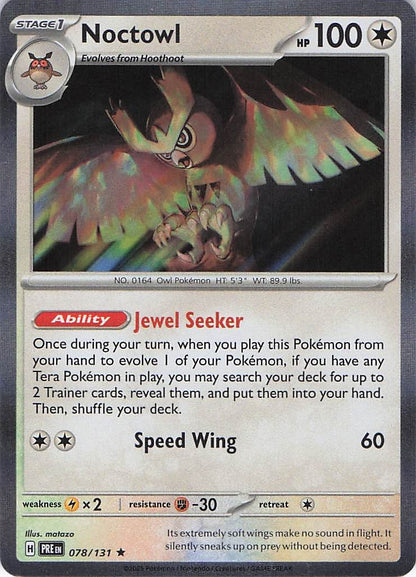 Pokemon TCG - Noctowl 078/131 Holo Prismatic Evolutions NM