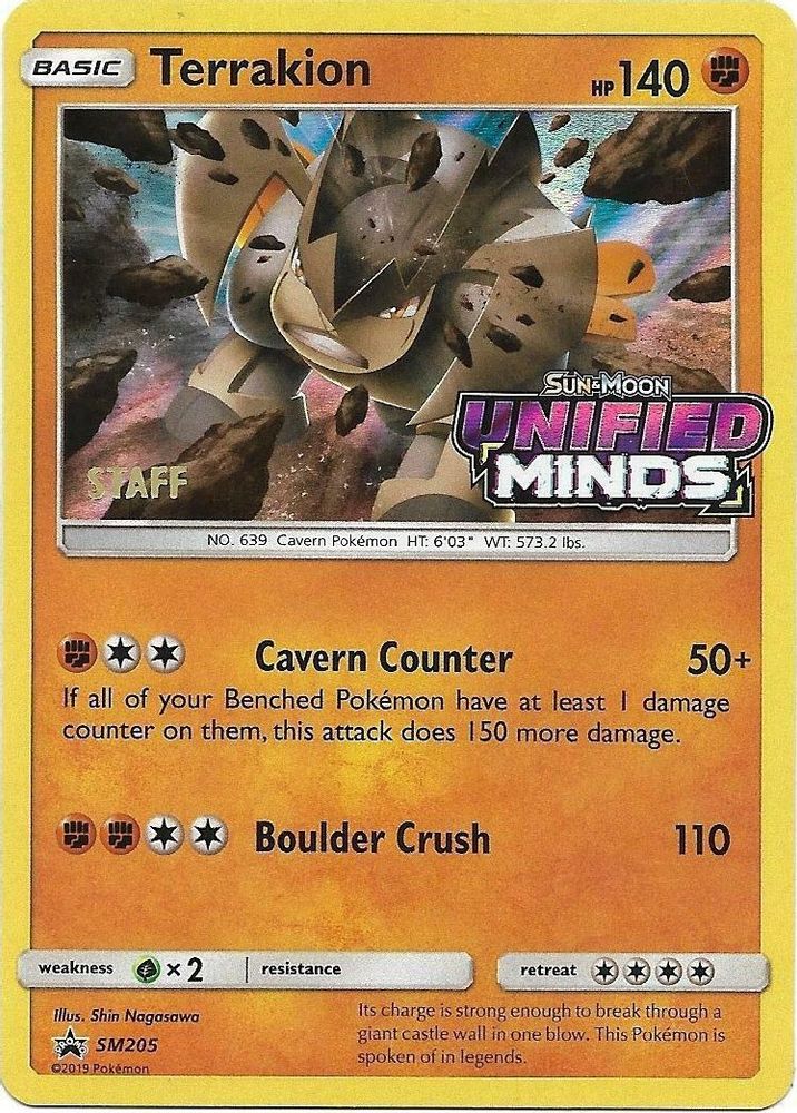 Terrakion - (Prerelease) [Staff] SM205 Promo Sun & Moon Promo Pokemon NM