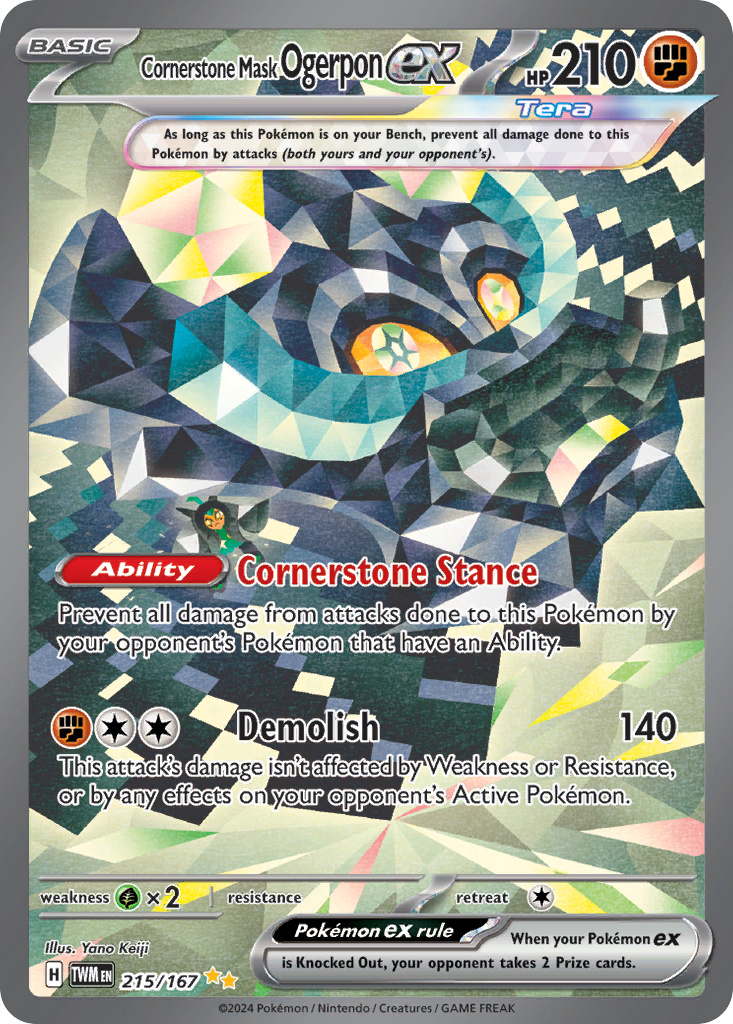 Cornerstone Mask Ogerpon ex 215/167 Twilight Masquerade Pokemon NM