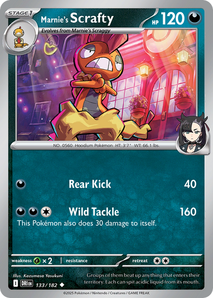 Pokemon TCG - Marnie's Scrafty 133/182 Destined Rivals NM