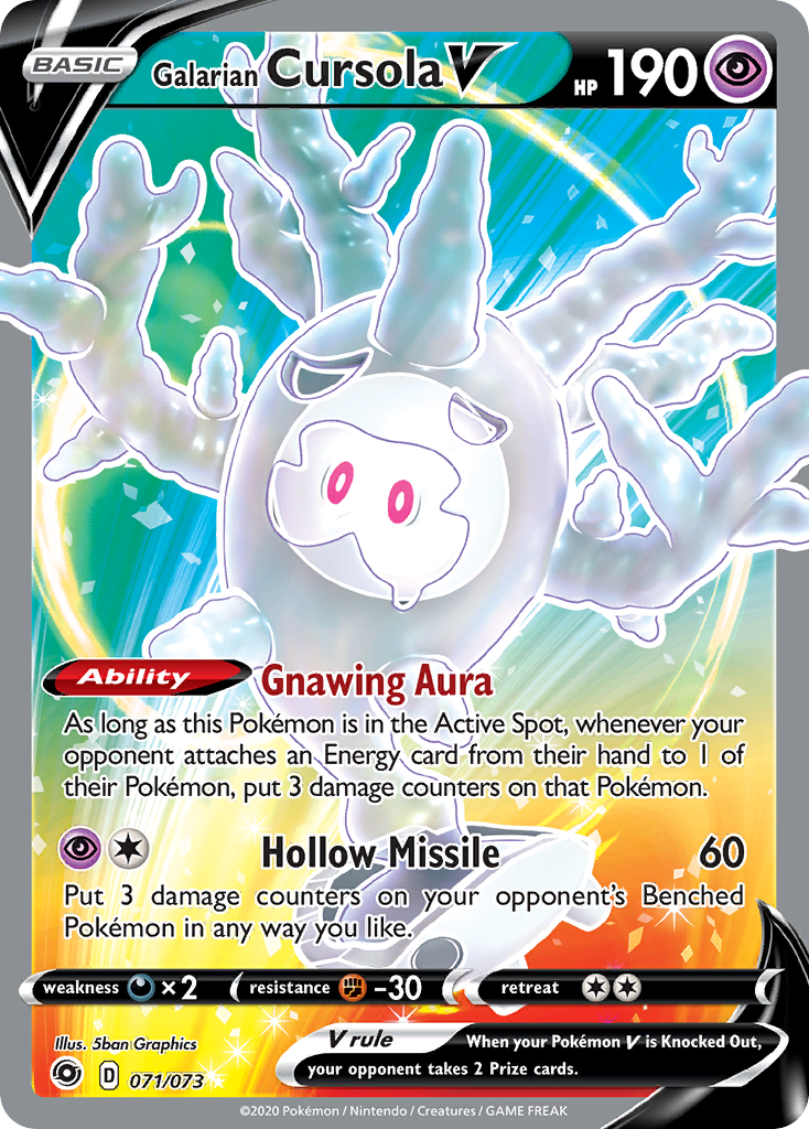 Galarian Cursola V 071/073 Ultra Rare Champion's Path Pokemon NM