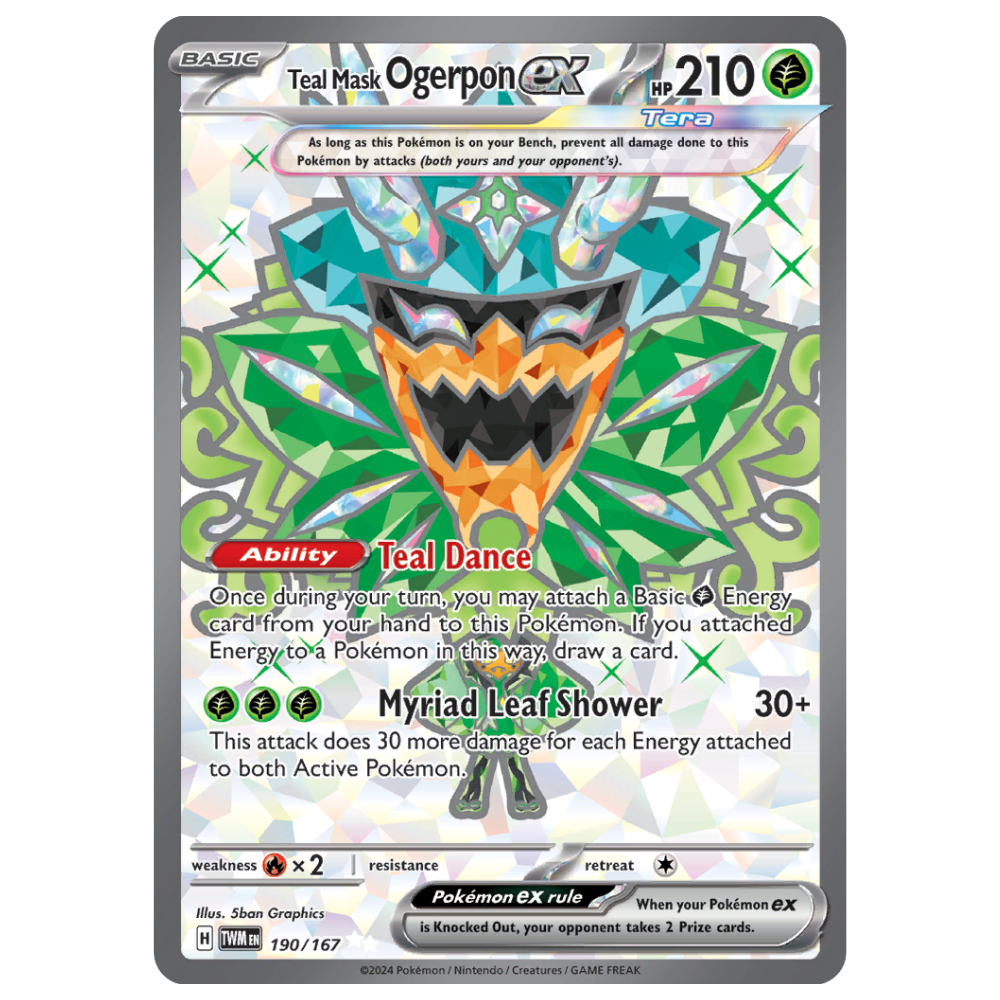 Pokemon TCG - Teal Mask Ogerpon EX 190/167 - Ultra Rare NM [Twilight Masquerade]