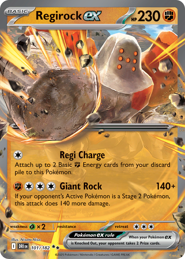 Regirock ex 101/182 Double Rare Destined Rivals Pokemon Near Mint