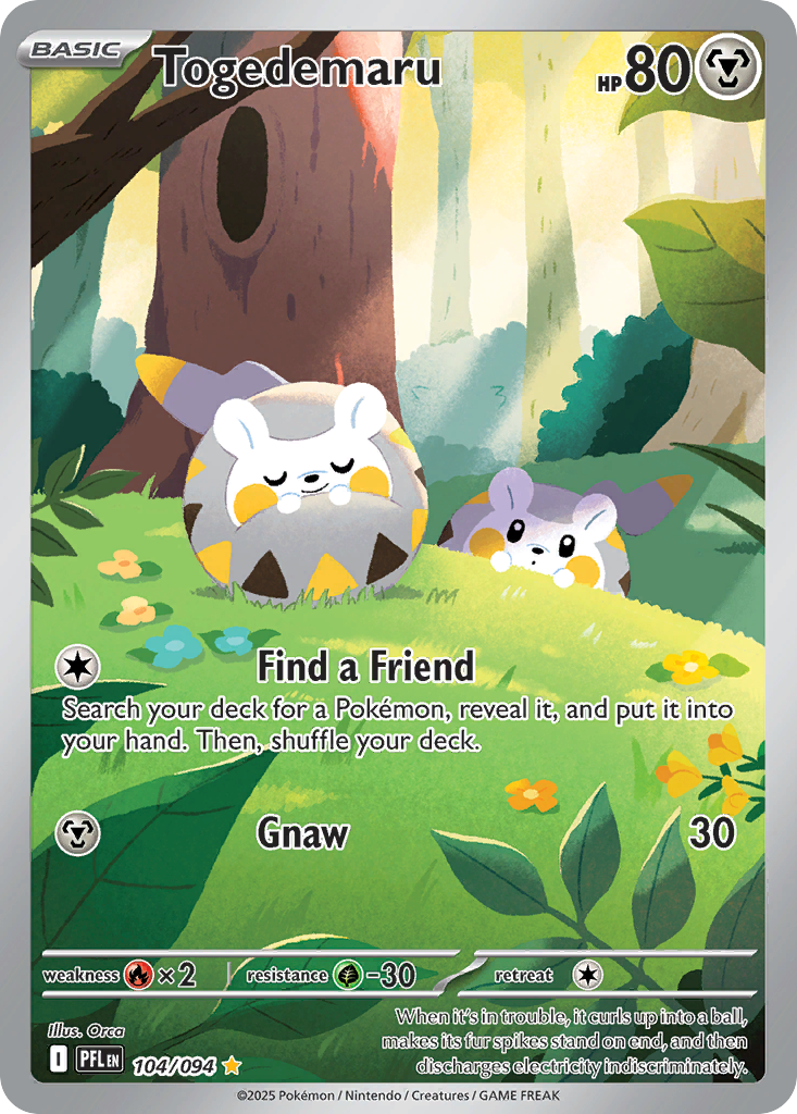 Togedemaru 104/094 Illustration Rare Phantasmal Flames Pokemon Near Mint