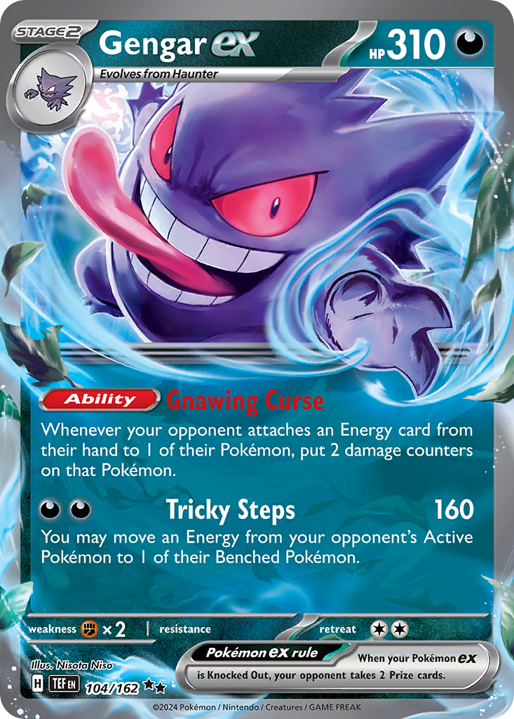 Gengar ex 104/162 Double Rare Temporal Forces Pokemon Near Mint
