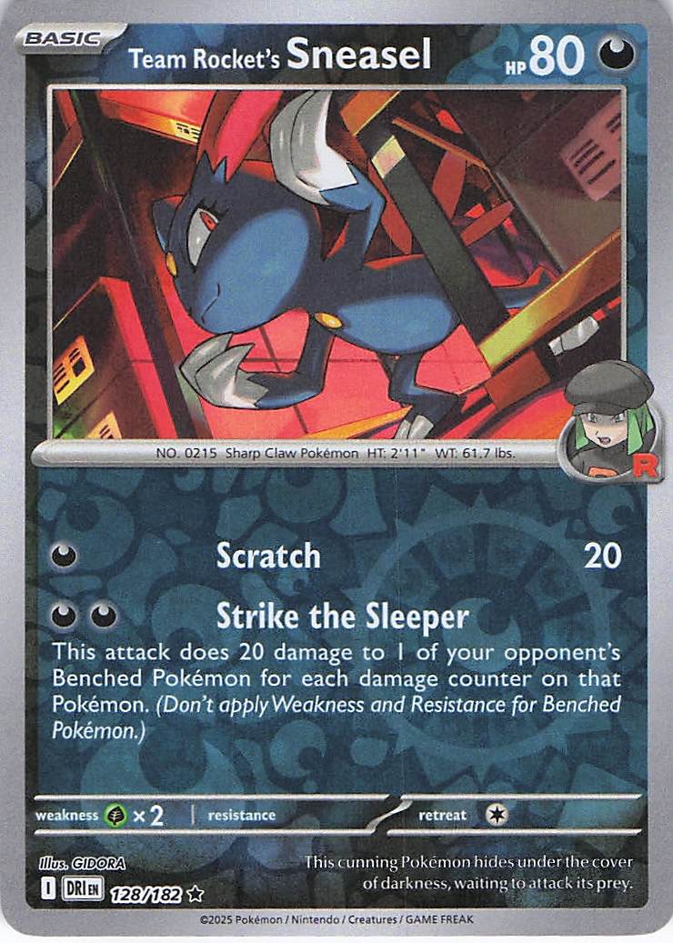 Pokemon TCG - Team Rocket's Sneasel 128/182 Destined Rivals Reverse Holo NM