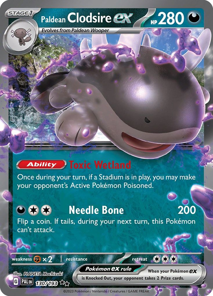 Paldean Clodsire ex 130/193 Double Rare Paldea Evolved Pokemon Near Mint