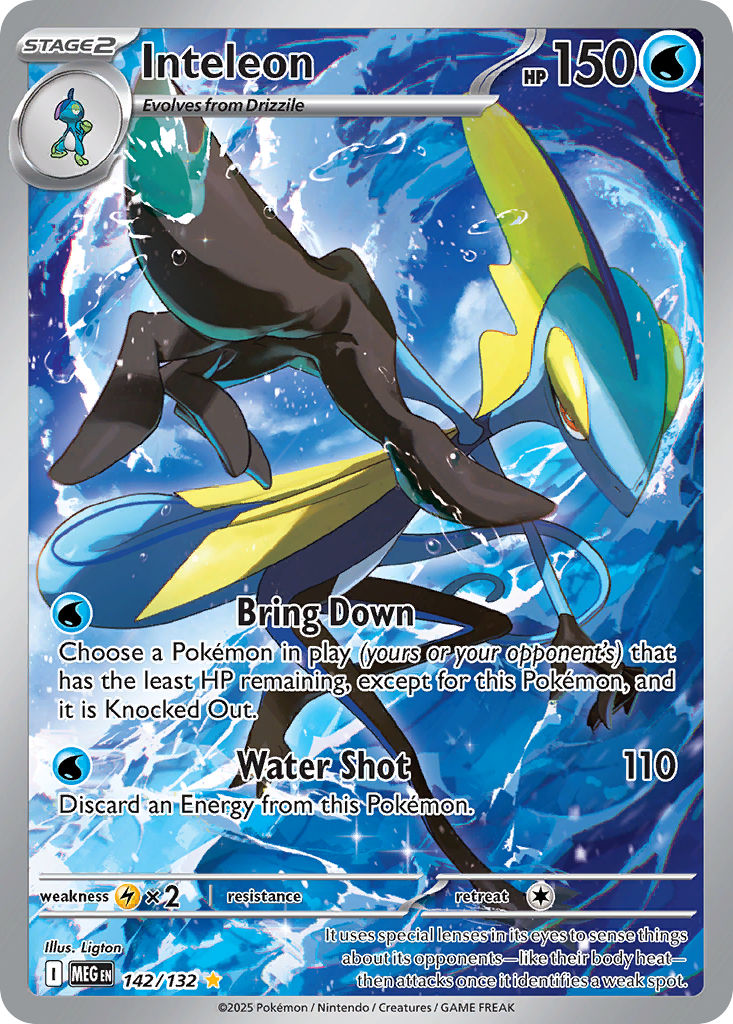 Inteleon 142/132 Illustration Rare Mega Evolution Pokemon Near Mint