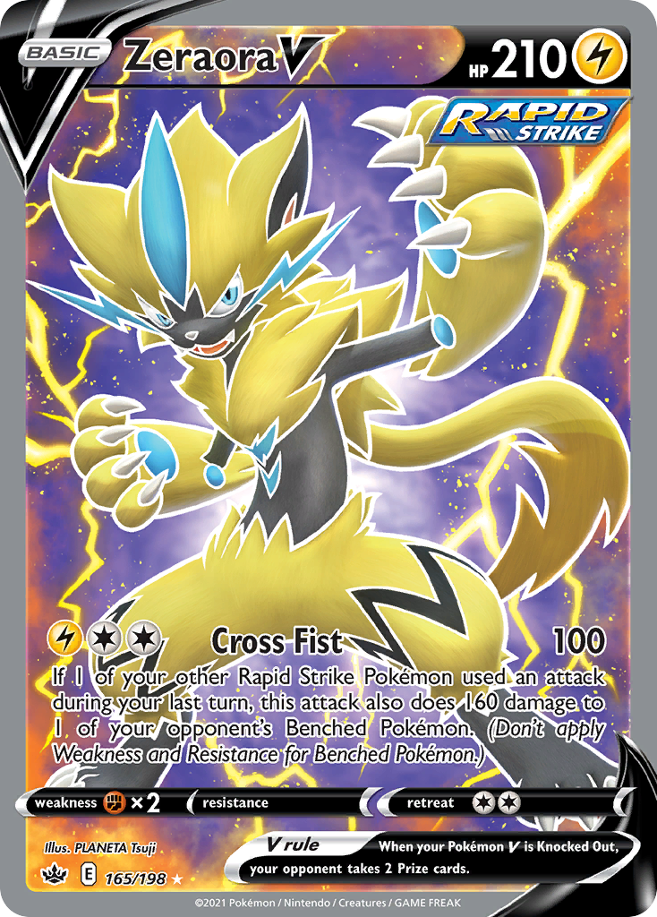 Zeraora V 165/198 Ultra Rare Chilling Reign Pokemon Near Mint