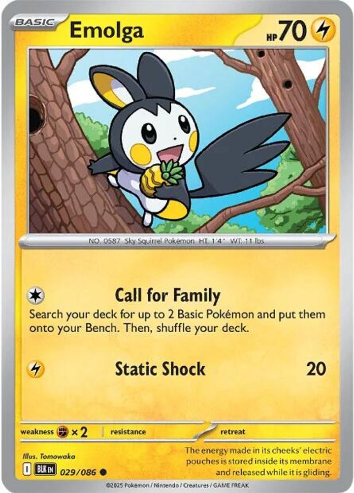 Pokemon TCG - Emolga 029/086 Black Bolt NM