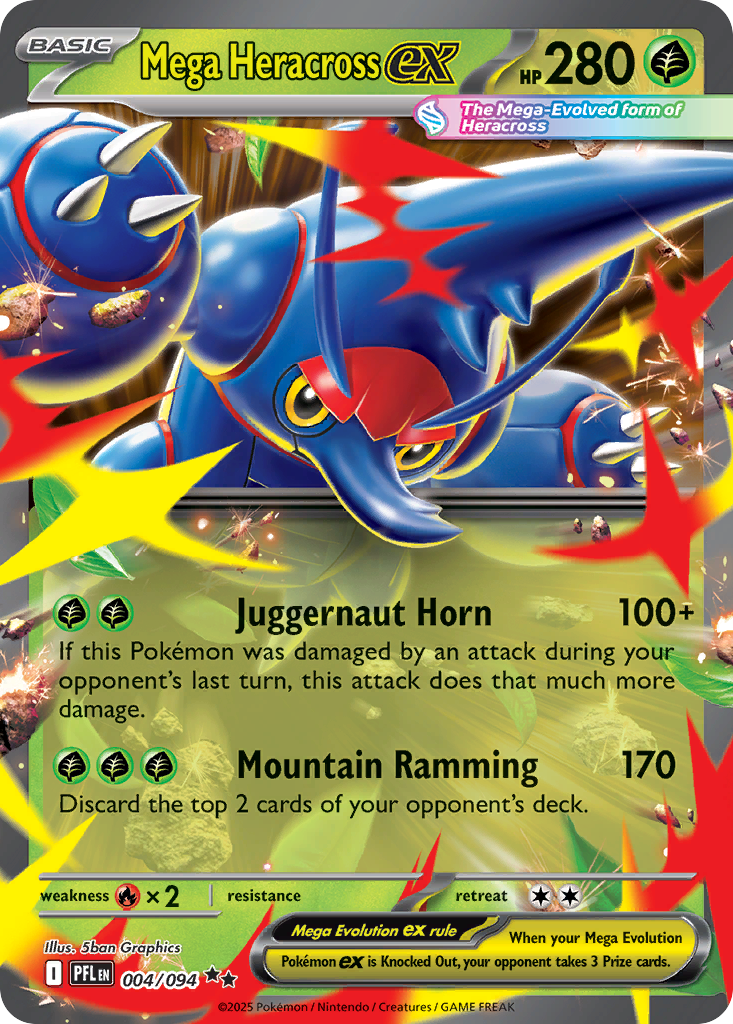 Mega Heracross ex 004/094 Double Rare Phantasmal Flames Pokemon NM