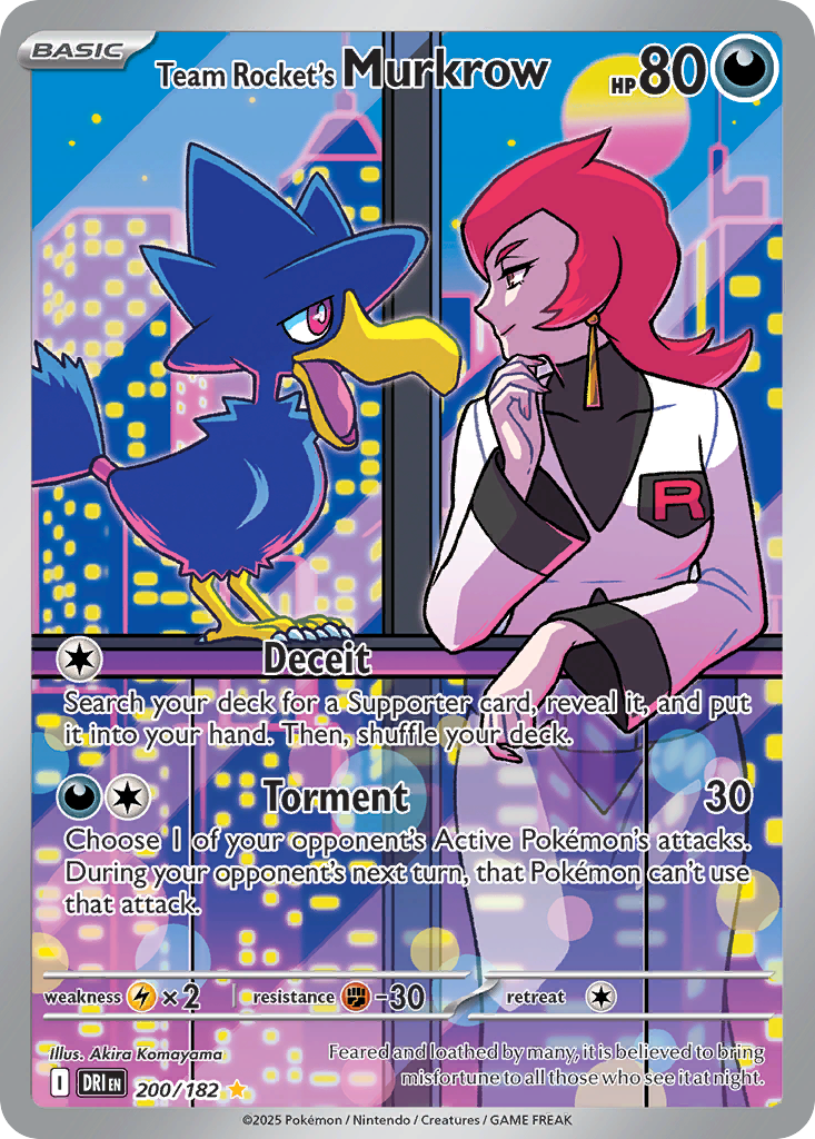 Team Rocket's Murkrow 200/182 Illustration Rare Destined Rivals Pokemon NM