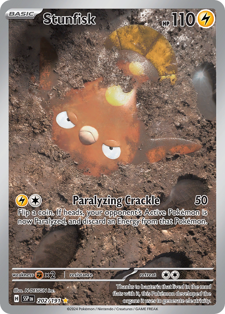 Stunfisk 202/191 Illustration Rare Surging Sparks Pokemon Near Mint