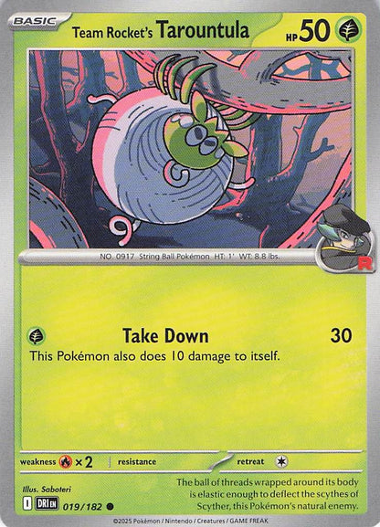 Pokemon TCG - Team Rocket's Tarountula 019/182 Destined Rivals NM