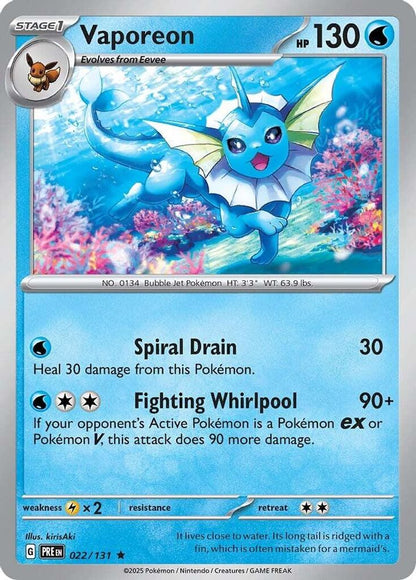 Pokemon TCG - Vaporeon 022/131 Holo Prismatic Evolutions NM