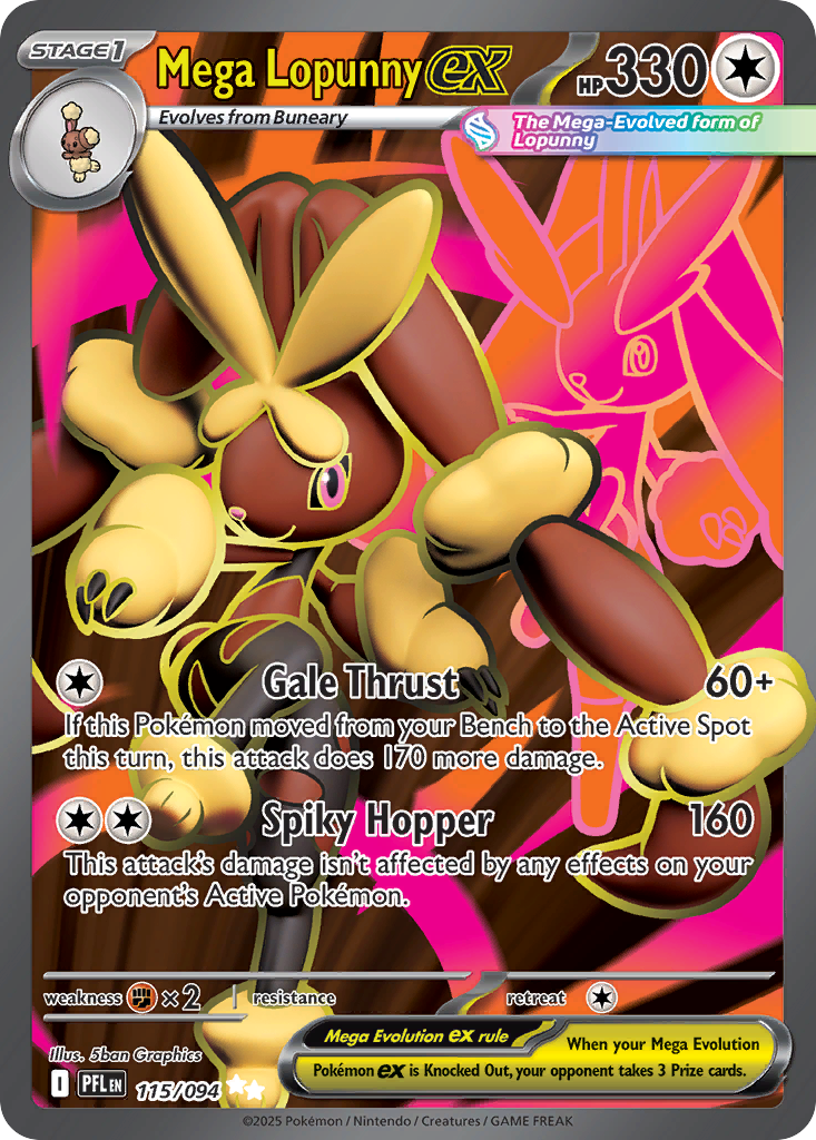 Mega Lopunny ex 115/094 Ultra Rare Phantasmal Flames Pokemon Holo NM