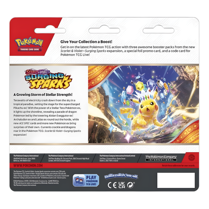 Pokémon TCG: Scarlet & Violet - Surging Sparks 3 Booster Packs & Zapdos Promo Card