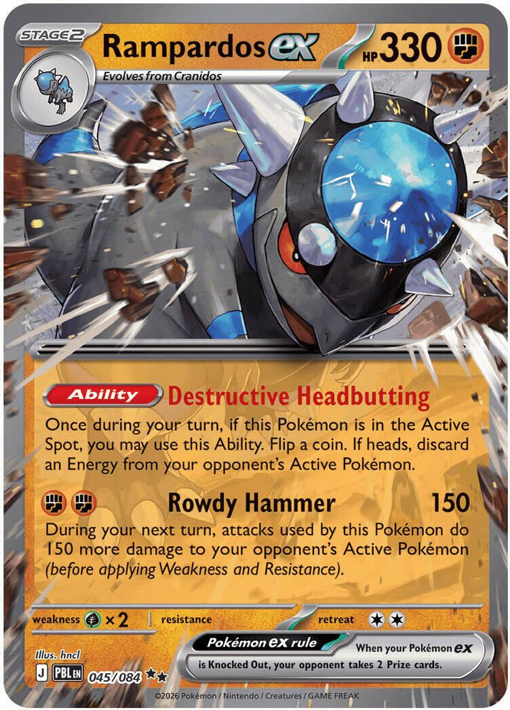 Rampardos ex 045/084 Double Rare Pitch Black Pokemon NM