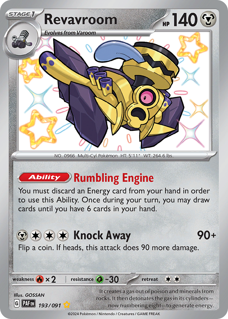 Revavroom 193/091 Shiny Rare Paldean Fates Pokemon Holo NM
