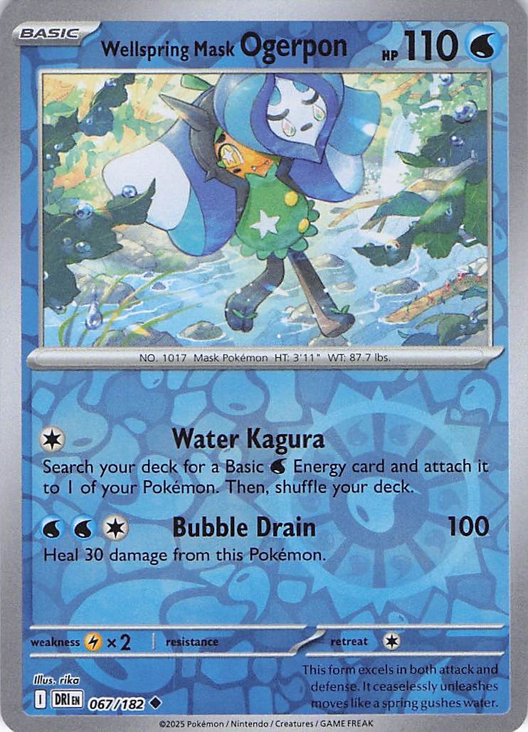 Pokemon TCG - Wellspring Mask Ogerpon 067/182 Destined Rivals Reverse Holo NM