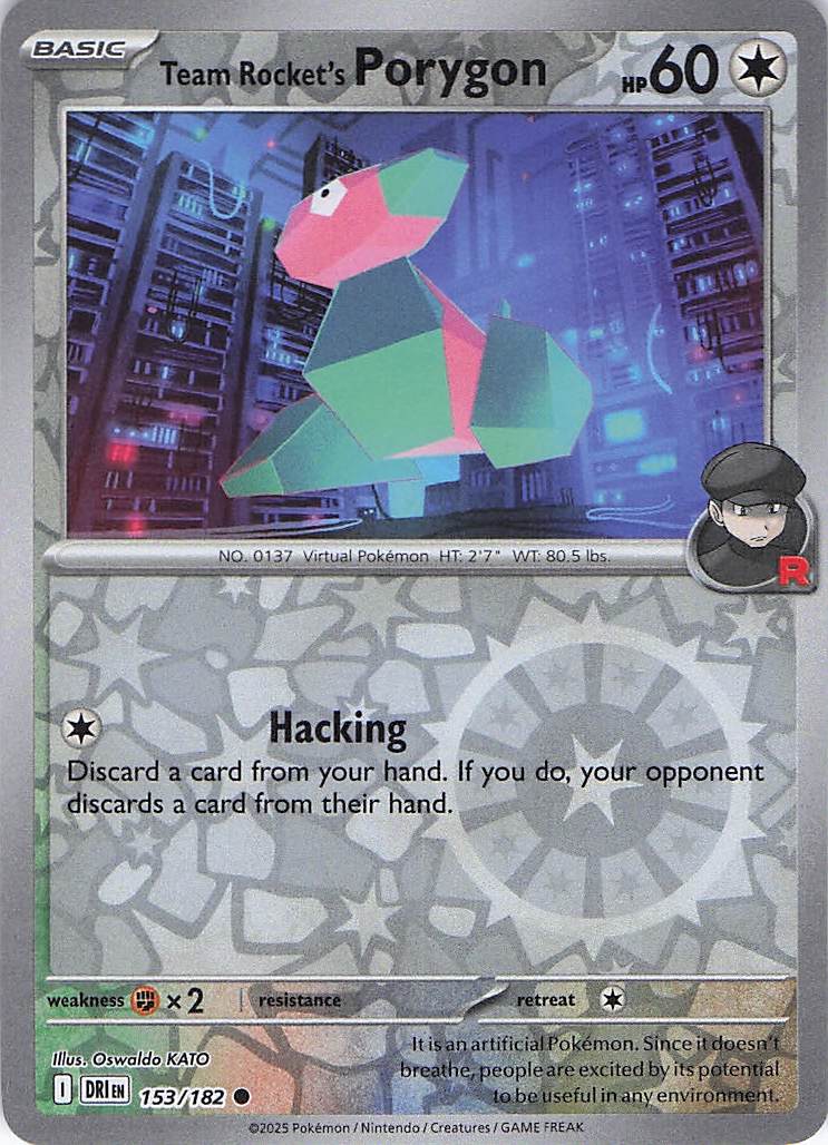 Pokemon TCG - Team Rocket's Porygon 153/182 Destined Rivals Reverse Holo NM