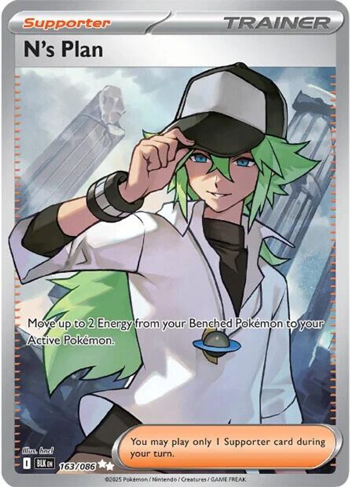 N's Plan 163/086 Holo Ultra Rare Black Bolt Pokemon NM