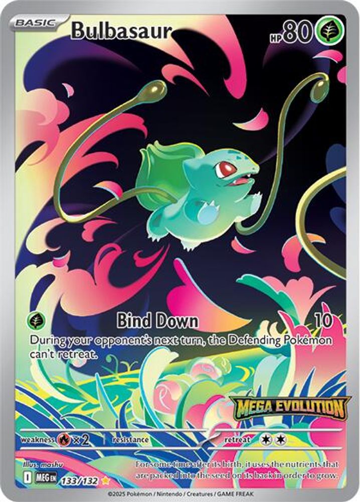 Bulbasaur (Mega Evolution Stamped) 133/132 Illustration Rare Pokemon NM