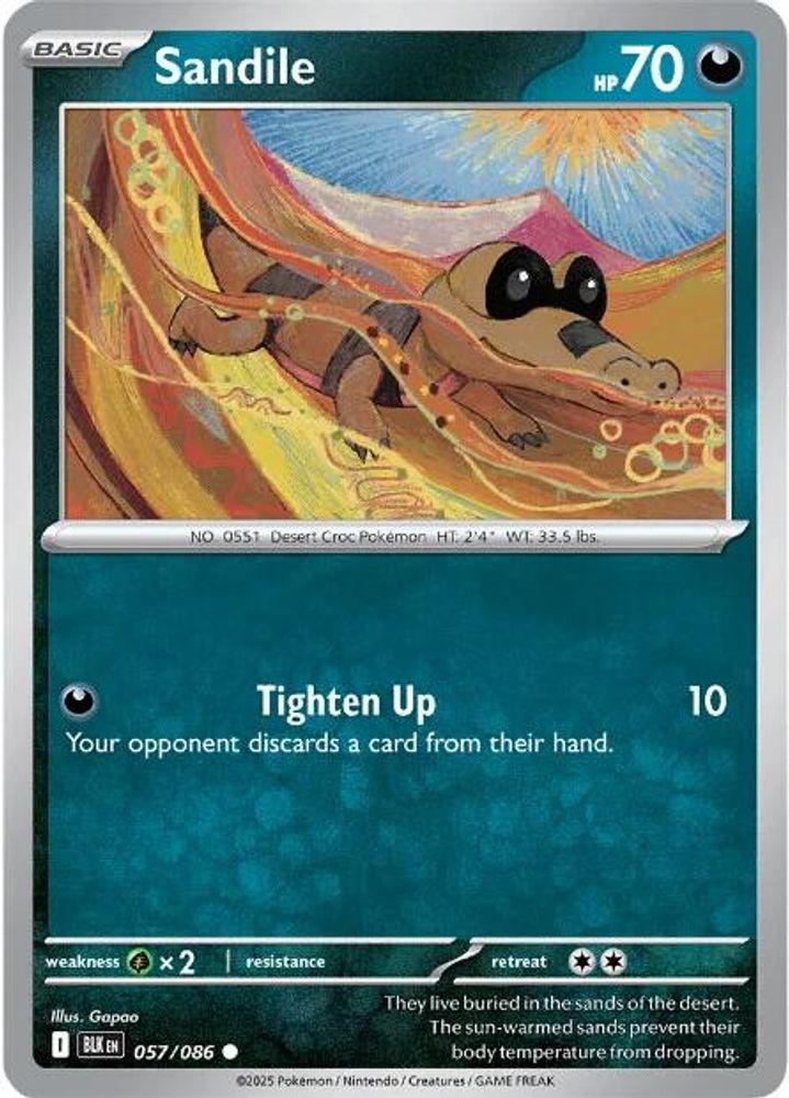 Pokemon TCG - Sandile 057/086 Black Bolt NM