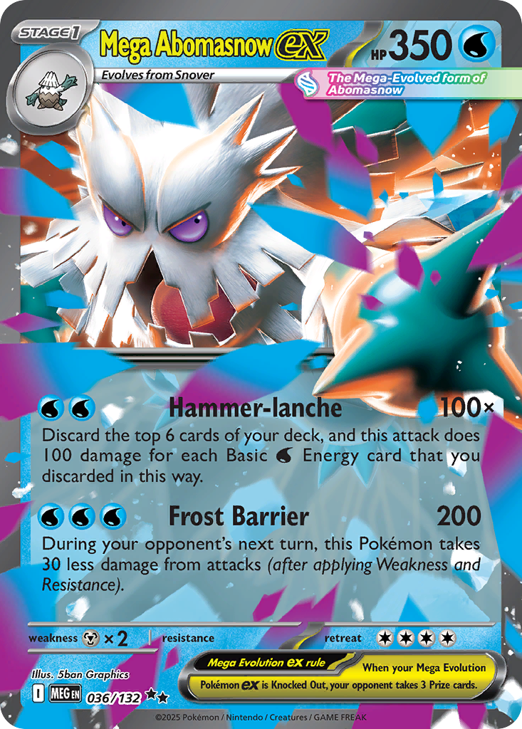 Mega Abomasnow ex 036/132 Double Rare Mega Evolution Pokemon Near Mint