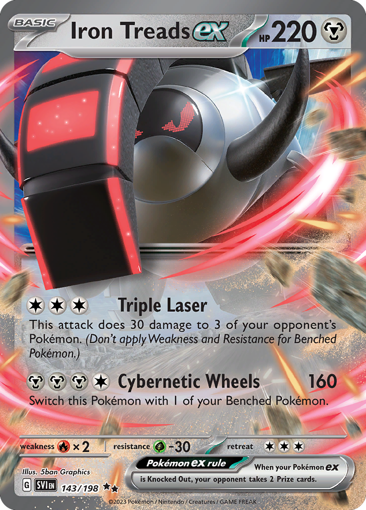 Iron Treads ex 143/198 Double Rare Scarlet & Violet Pokemon Holo Near Mint