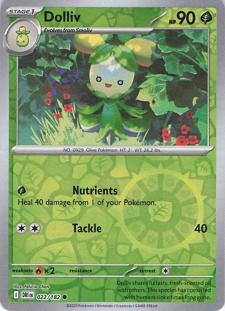 Pokemon TCG - Dolliv 022/182 Destined Rivals Reverse Holo NM