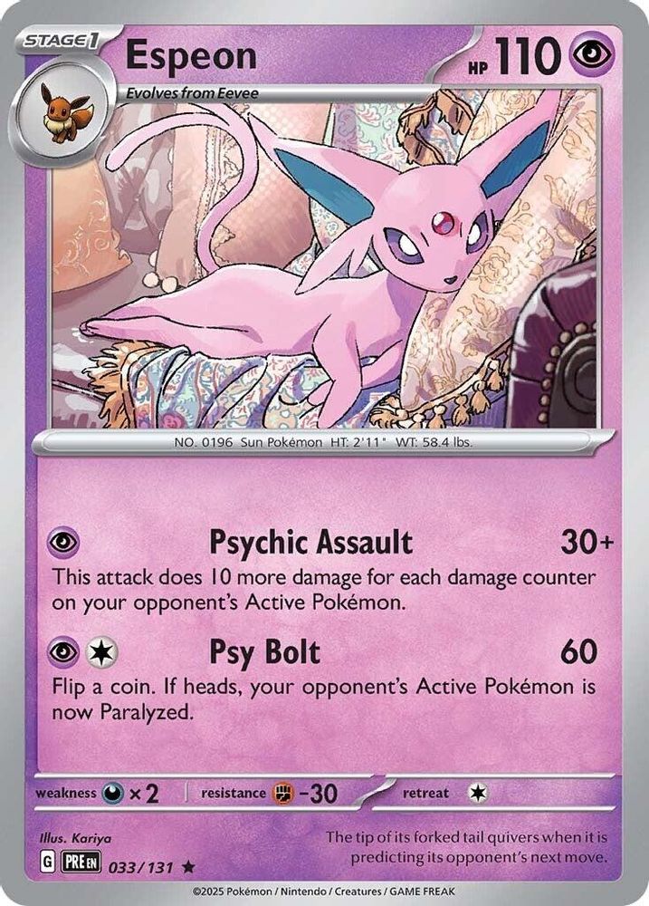 Pokemon TCG - Espeon 033/131 Holo Prismatic Evolutions NM