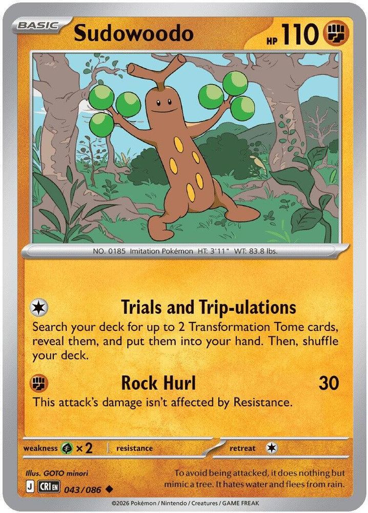 Pokemon TCG - Sudowoodo 043/086 Chaos Rising NM